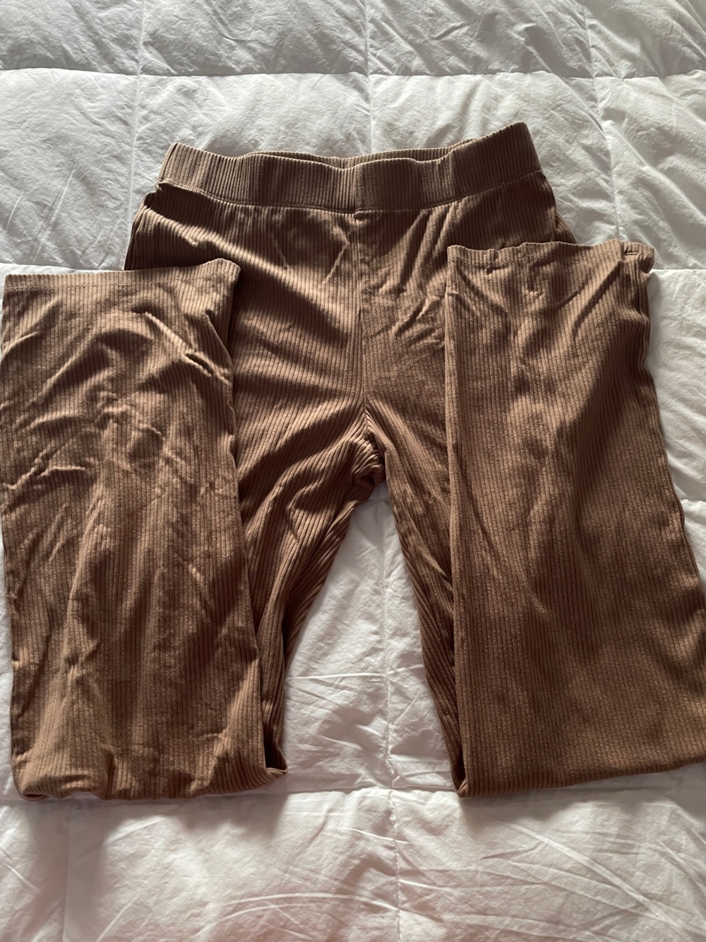 Reformation Ribbed Brown Stretch Lounge Pants